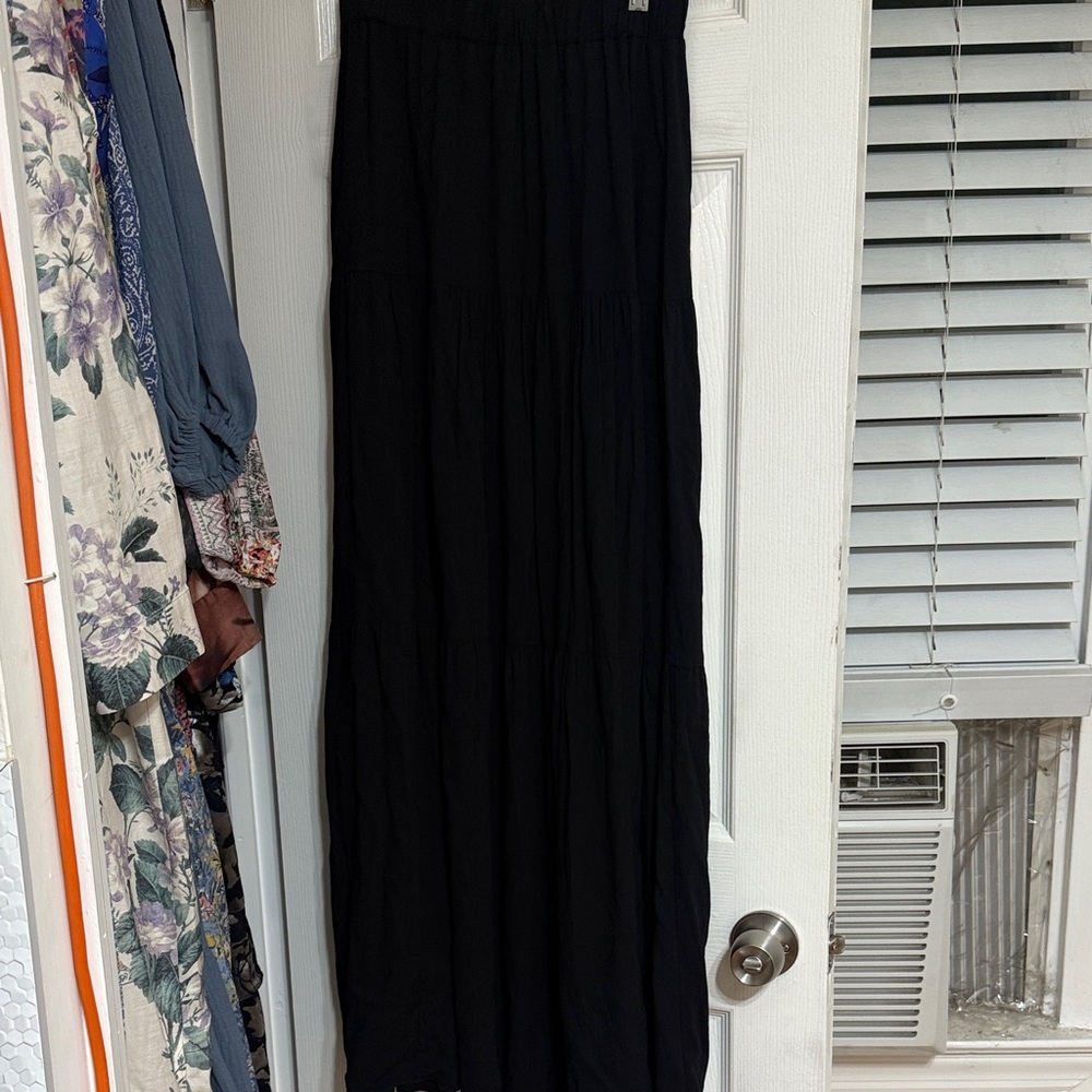 Women's Black Tiered Maxi Skirt - Lightweight Everyday Style